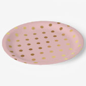 Schattige Faux Gold Polka Dots Flowers Papieren Bordje (Gekanteld)