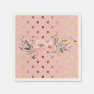 Schattige Faux Gold Polka Dots Flowers Servet