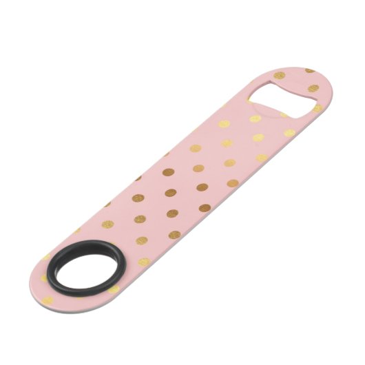 Schattige Faux Gold Polka Dots Flowers Speed Flessenopener (Voorkant Gekanteld)