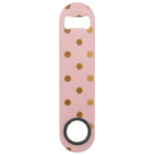 Schattige Faux Gold Polka Dots Flowers Speed Flessenopener (Achterkant)