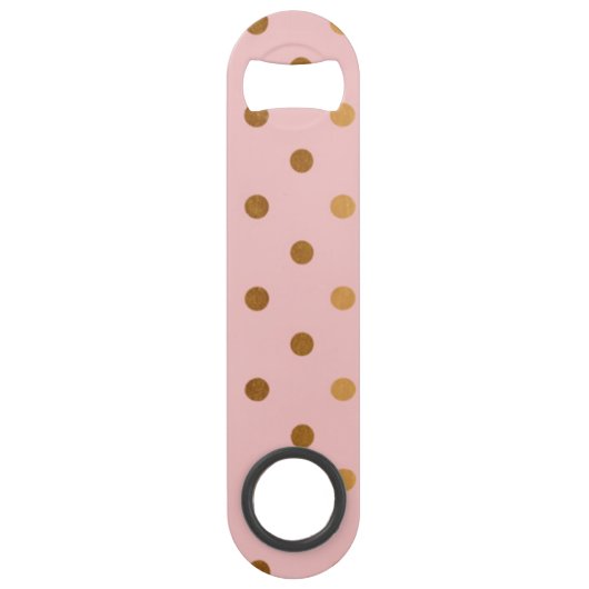 Schattige Faux Gold Polka Dots Flowers Speed Flessenopener (Achterkant)