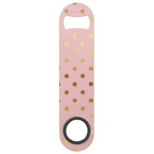 Schattige Faux Gold Polka Dots Flowers Speed Flessenopener (Voorkant)