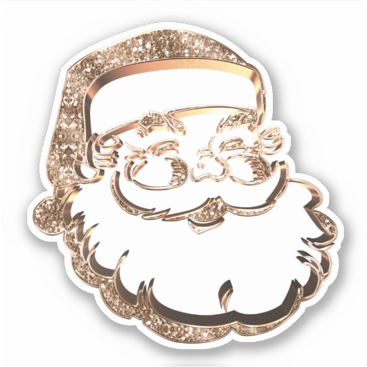 Schattige Faux Gold Sinterklaasportret Kerst Sticker (Voorkant)