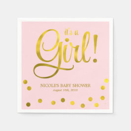 Schattige Faux Gouden Folie Confetti Meisje Baby s Servet