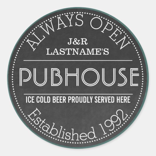 Schattige Faux krijtbord gepersonaliseerd paar pub Ronde Sticker (Voorkant)