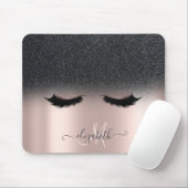 Schattige Faux Lashes Black Glitter Ombre Roos Gol Muismat (Met muis)