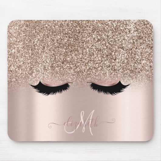 Schattige Faux Lashes Glitter Ombre Roos Gold Muismat (Voorkant)