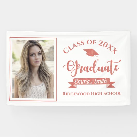 Schattige Faux Roos Gold Class van 2024 Foto Afstu Spandoek (Horizontaal)