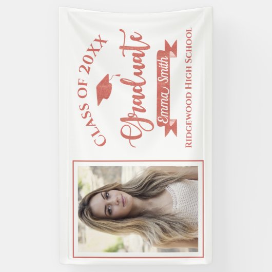 Schattige Faux Roos Gold Class van 2024 Foto Afstu Spandoek (Verticaal)