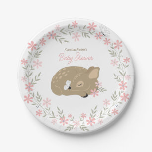 Schattige Fawn Baby shower Classic Round Sticker Papieren Bordje
