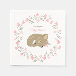 Schattige Fawn Baby shower Classic Round Sticker Servet