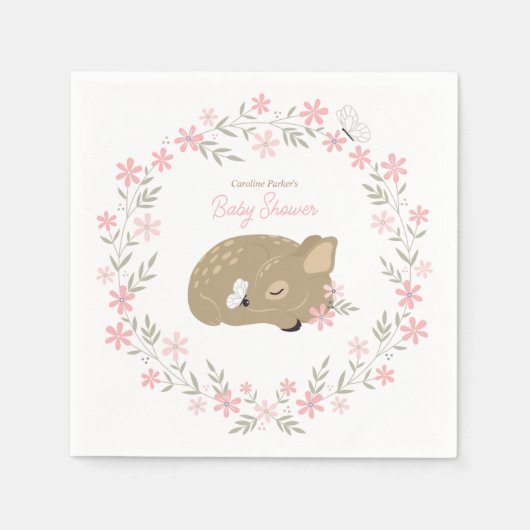 Schattige Fawn Baby shower Classic Round Sticker Servet (Voorkant)