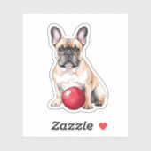Schattige Fawn Franse Bulldog met Bal Sticker (Vel)