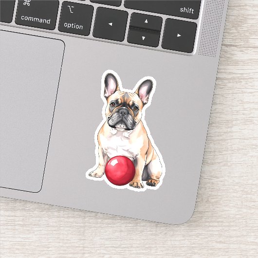 Schattige Fawn Franse Bulldog met Bal Sticker (Detail)