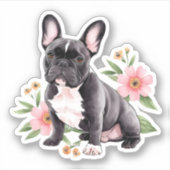 Schattige Fawn Franse Bulldog met Bal Sticker (Voorkant)