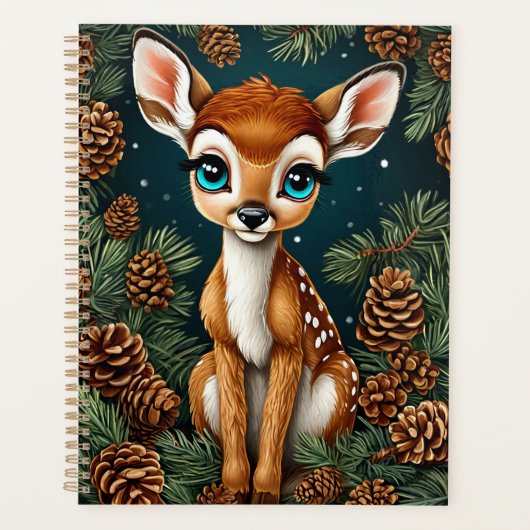 Schattige fawn omgeven door pinecones planner (Voorkant)