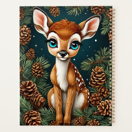 Schattige fawn omgeven door pinecones planner (Achterkant)