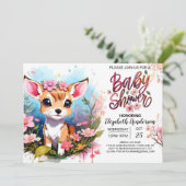Schattige Fawn Princess Woodland Meisje Baby showe Kaart (Staand voorkant)