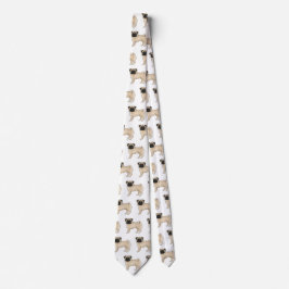 Schattige Fawn Pug Dog Cartoon Illustrated Dog Pat Stropdas