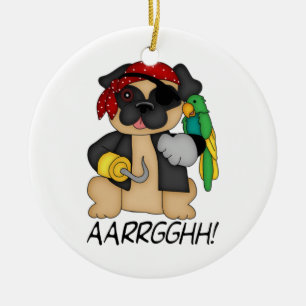 Schattige Fawn Pug Pirate T - shirts Keramisch Ornament