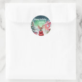 Schattige Fawn rendier Kerstfeest Kerstfeest Ronde Sticker (Tas)