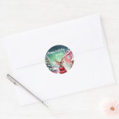 Schattige Fawn rendier Kerstfeest Kerstfeest Ronde Sticker (Envelop)