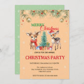 Schattige Fawn rendieren Santa MERRY Kerstfeest Kaart (Voorkant / Achterkant)