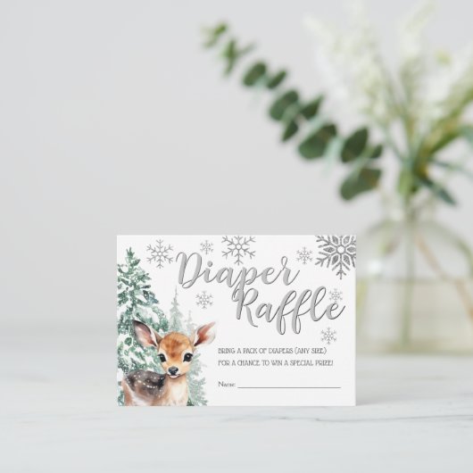 Schattige Fawn | Sneeuw Winter Baby shower Luier R Informatiekaartje (Staand voorkant)