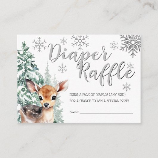 Schattige Fawn | Sneeuw Winter Baby shower Luier R Informatiekaartje (Voorkant)