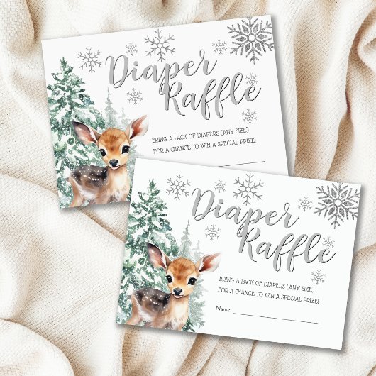 Schattige Fawn | Sneeuw Winter Baby shower Luier R Informatiekaartje