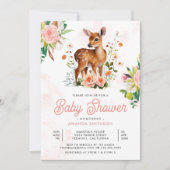 Schattige Fawn Waterverf Bloemen Herten Baby showe Kaart (Voorkant)