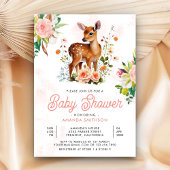 Schattige Fawn Waterverf Bloemen Herten Baby showe Kaart