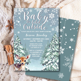 Schattige Fawn | Winter Snow Forest Baby shower Kaart