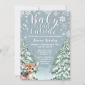 Schattige Fawn | Winter Snow Forest Baby shower Kaart (Voorkant)