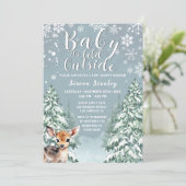 Schattige Fawn | Winter Snow Forest Baby shower Kaart (Staand voorkant)