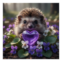 Schattige februari egel met amethist hart