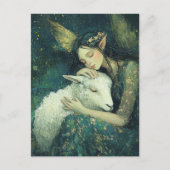 Schattige fee en haar schapen slapen briefkaart (Voorkant)