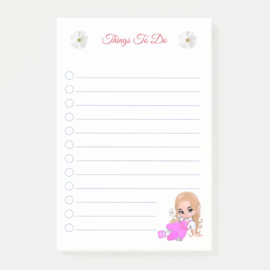 Schattige fee & madeliefjes Dingen om te doen Noti Post-it® Notes (Voorkant)