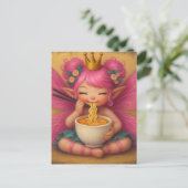 Schattige fee met roze haar eten Ramen Briefkaart (Staand voorkant)