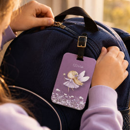Schattige Fee Paarse Meisjes Bagagelabel