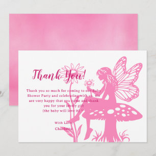 Schattige Fee Paddenstoel en Bloem Baby Shower Bedankkaart