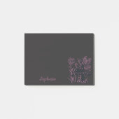 Schattige Fee Paddenstoel en Bloem Zwart & Roze Post-it® Notes (Voorkant)