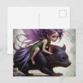 schattige fee rijdt op een Tasmaanse Duivel fantas Briefkaart (Voorkant / Achterkant)