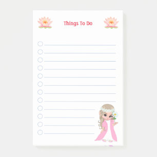 Schattige fee & roze lotusbloemen Dingen om te doe Post-it® Notes