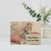 Schattige Fee Vintage Grunge Verjaardag Briefkaart (Staand voorkant)