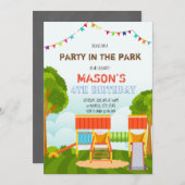 Schattige feest op de parkuitnodiging kaart (Voorkant / Achterkant)