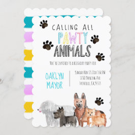 Schattige feestdier hondenthema kind verjaardagsui kaart