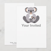 Schattige - Feestdier - Koala - Uitnodiging (Voorkant / Achterkant)
