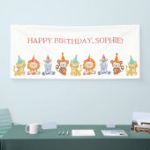 Schattige feestdieren Safari Verjaardag Spandoek (Beurs)