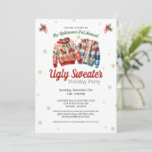 Schattige feestelijk jaarlijks lelijk kersttruienf kaart (Staand voorkant)